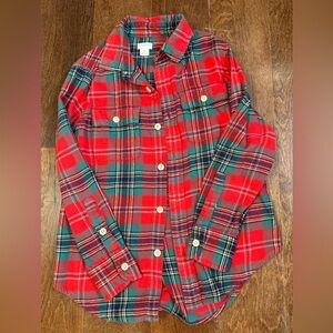 Crewcuts Boy Size 8 Red and Green Plaid Flannel Button Down Shirt